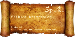 Sziklai Krisztofer névjegykártya
